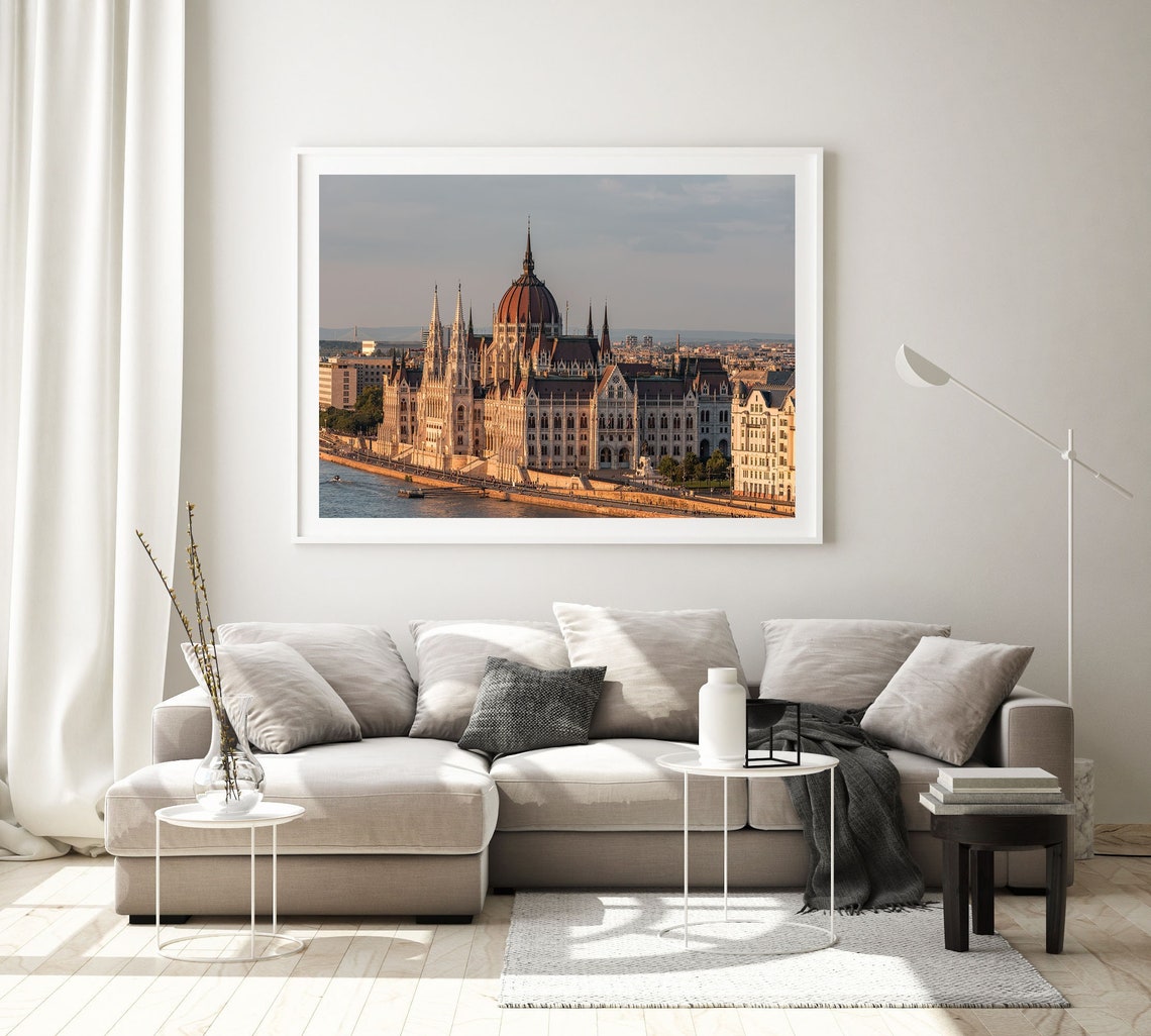 Budapest Parliament Building In Golden Light On Danube River Poster