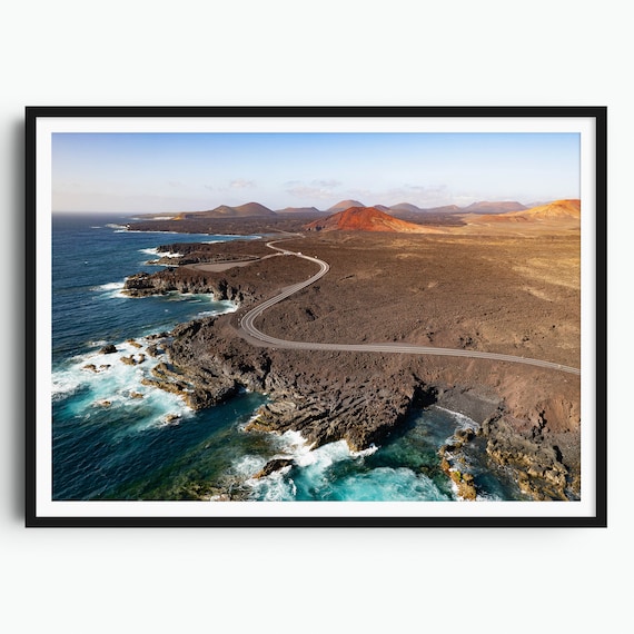 Los Hervideros Lanzarote Print Canary Islands Volcano Gift Lanzarote Travel Poster Lanzarote Wall Art Volcano Print Volcanoes