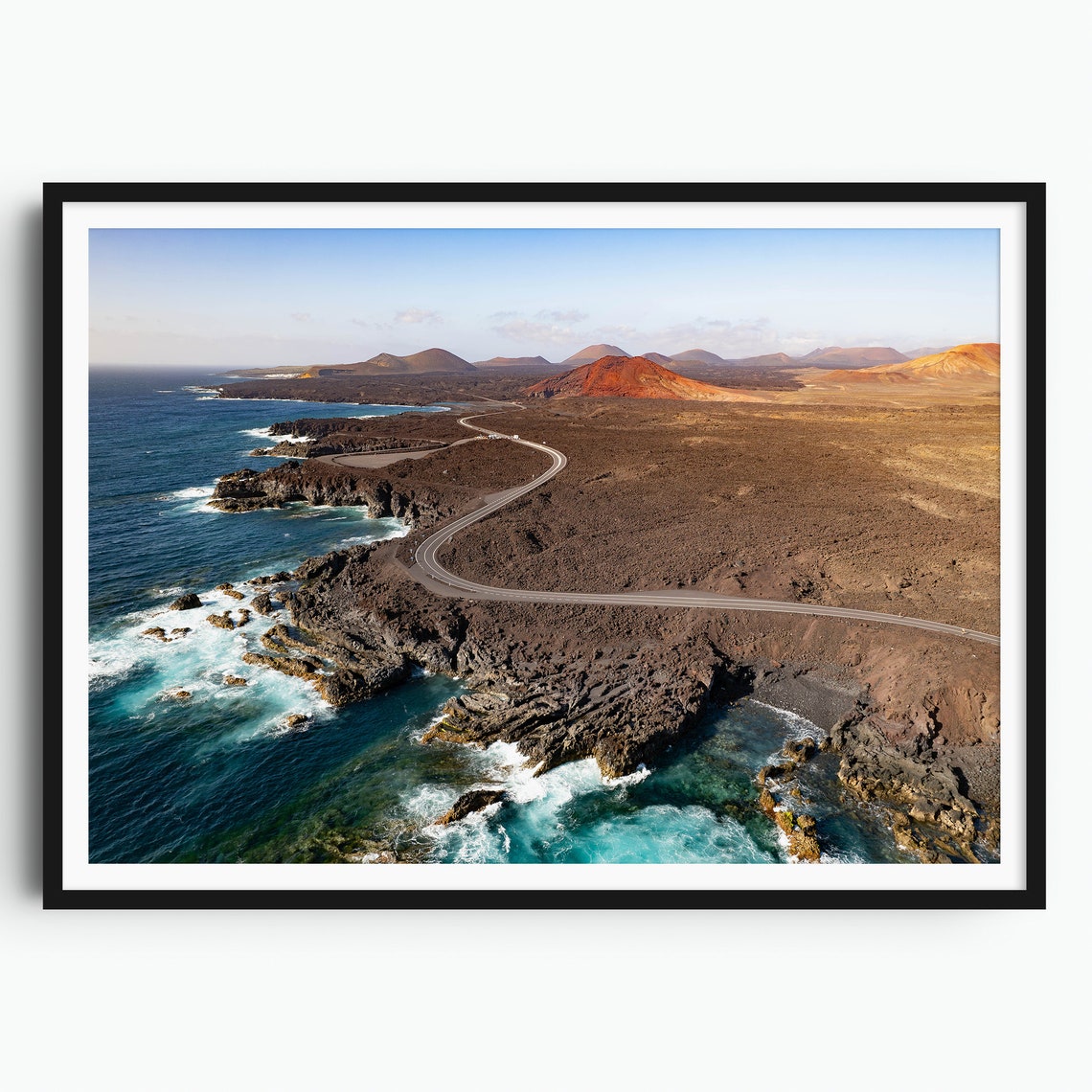 Lanzarote Los Hervideros Lava Coast Road Turquoise Sea View Poster
