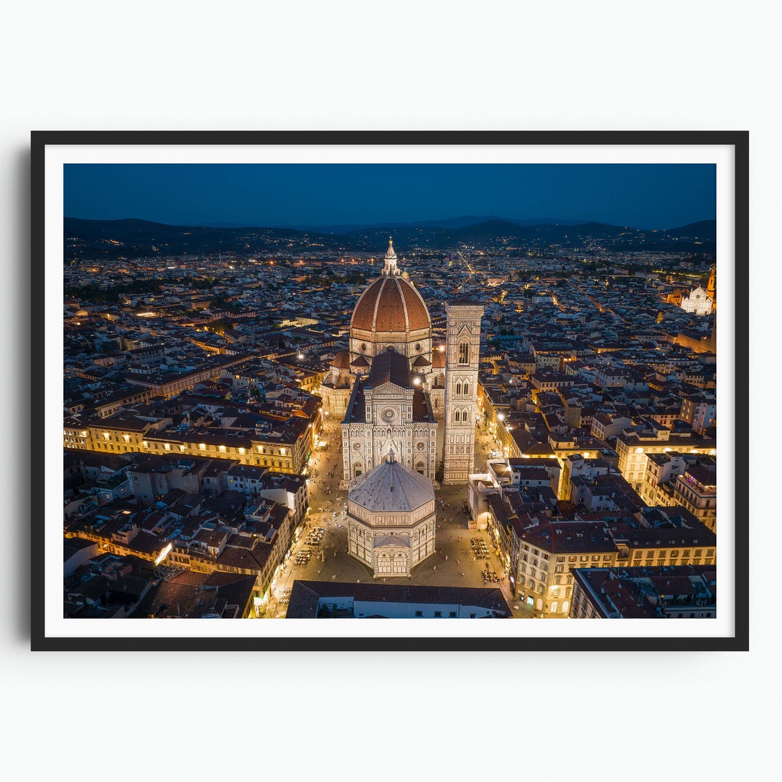 Florence Print Santa Maria Del Fiore Cathedral Italy Wall Art Travel Gift Travel Poster Europe Print Tuscany Print Night Aerial City