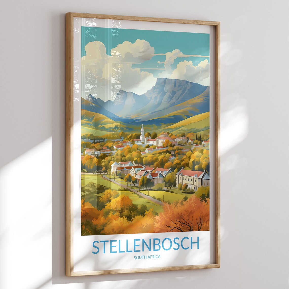 Stellenbosch South Africa Autumn Valley Town Scenic Travel Poster