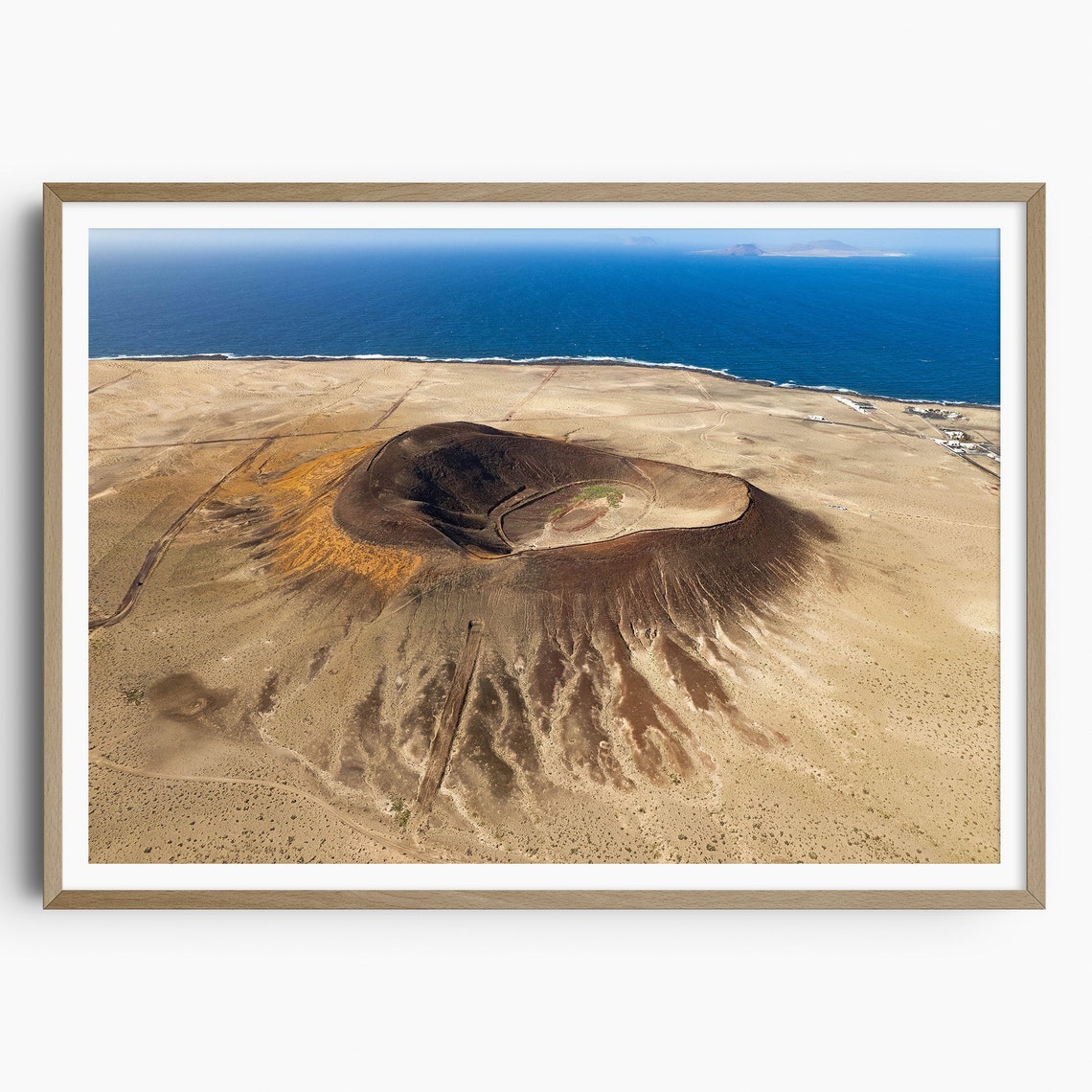 Lanzarote Volcanic Cone Coastline Aerial Sea Desert Plain Poster
