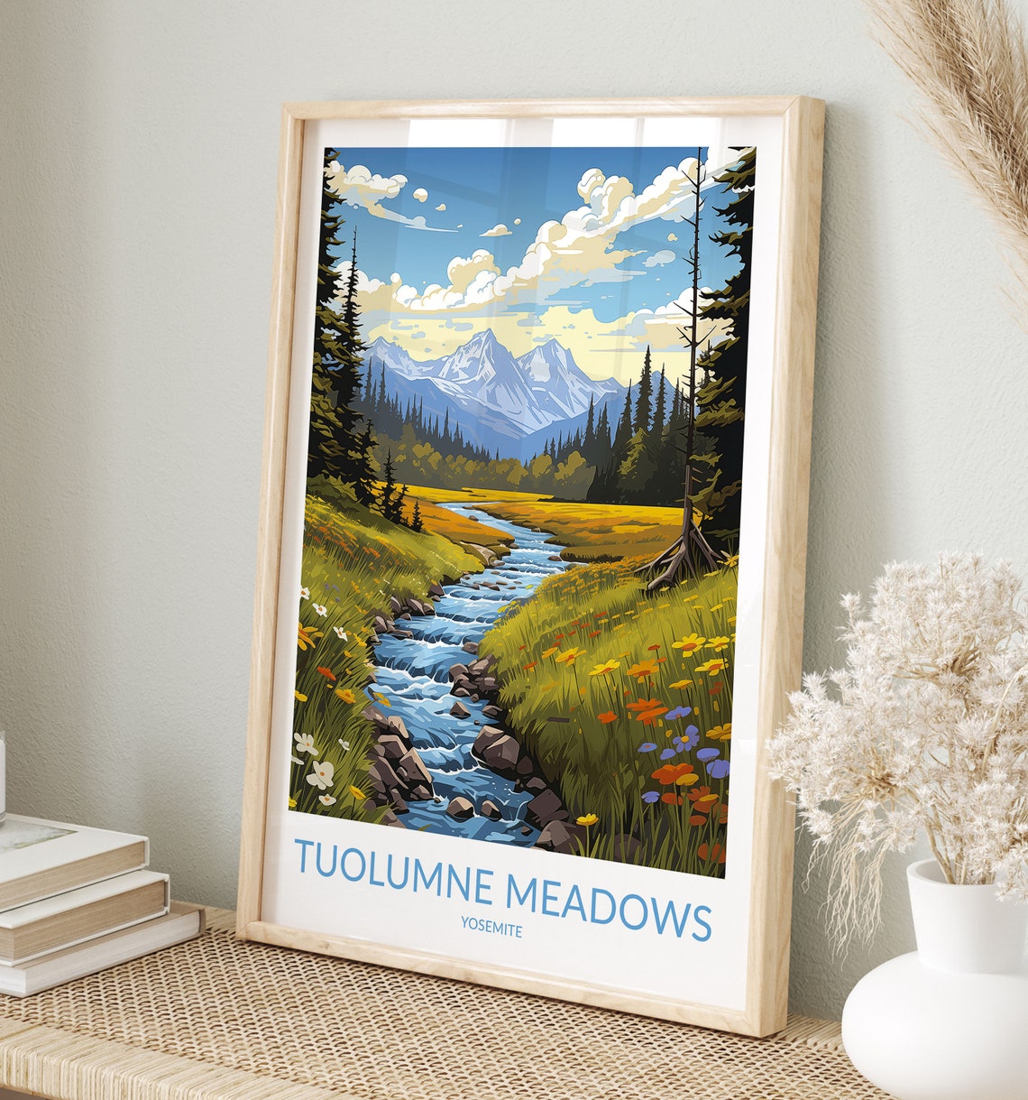 Tuolumne Meadows Yosemite Wildflower Stream Alpine Travel Poster