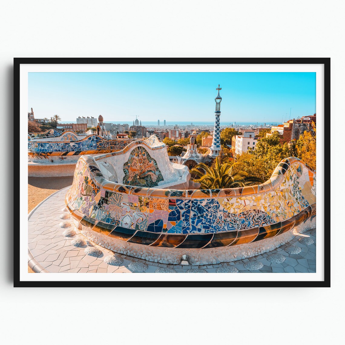 Barcelona Park Guell Travel Poster, Spain Art Print