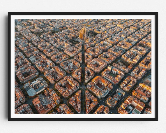 Barcelona Aerial Photo Print City Sunrise Poster Barcelona Wall Art Barcelona Poster Barcelona Photo Barcelona Decor Catalonia Spain
