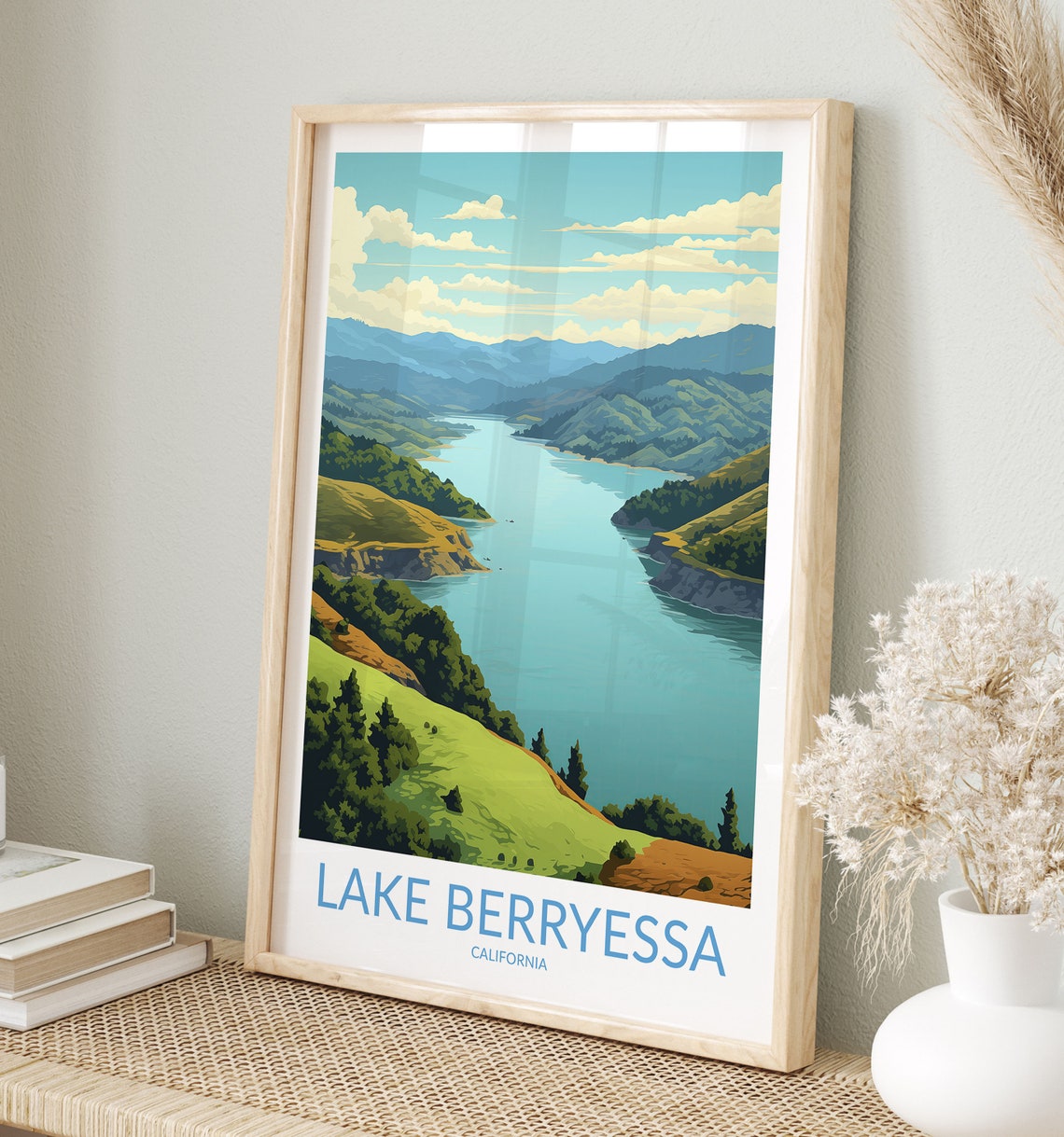 Lake Berryessa California Winding Lake Green Hills Panorama Poster