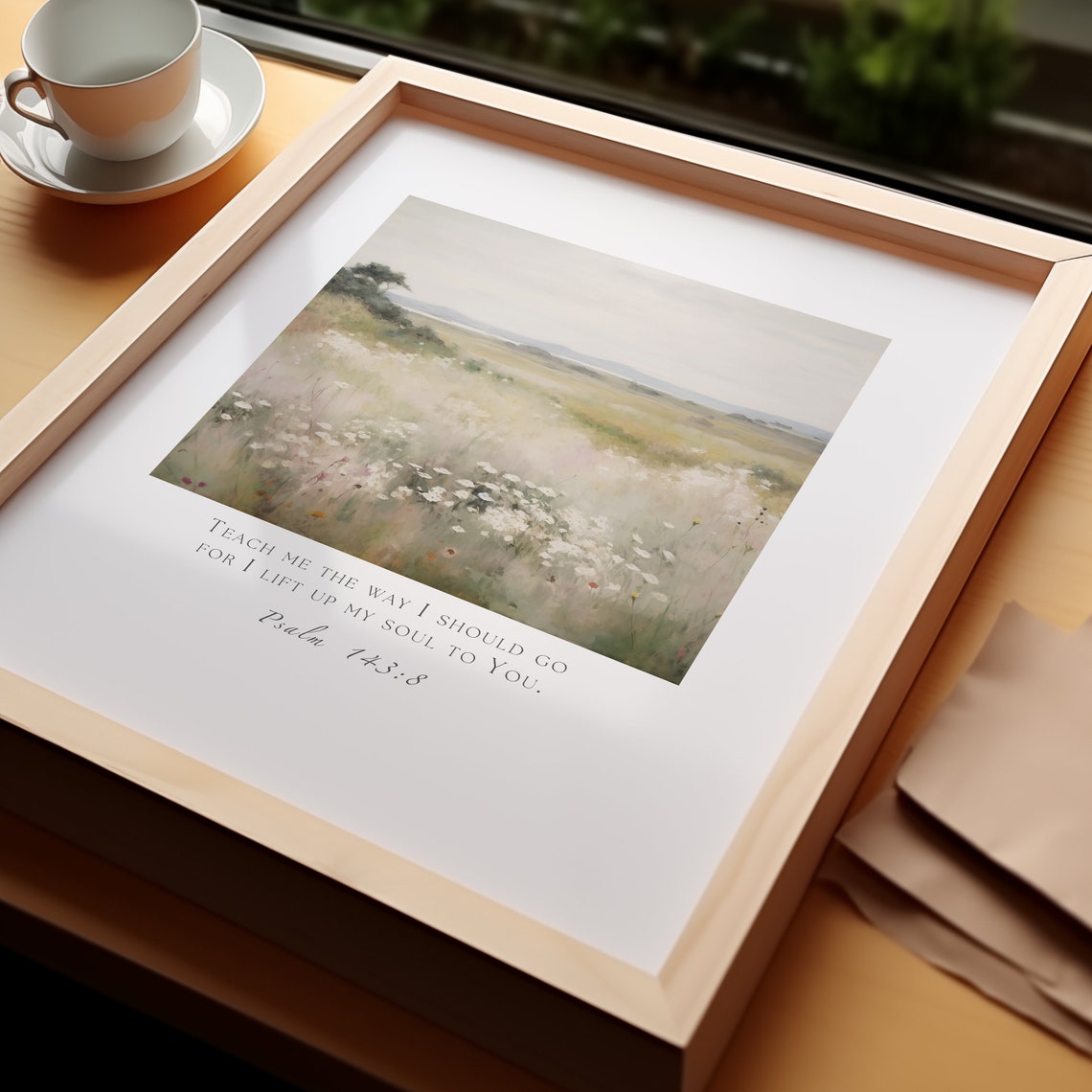 Psalm 143:8 Wildflower Meadow Impressionist Landscape Scripture Poster - Image 2