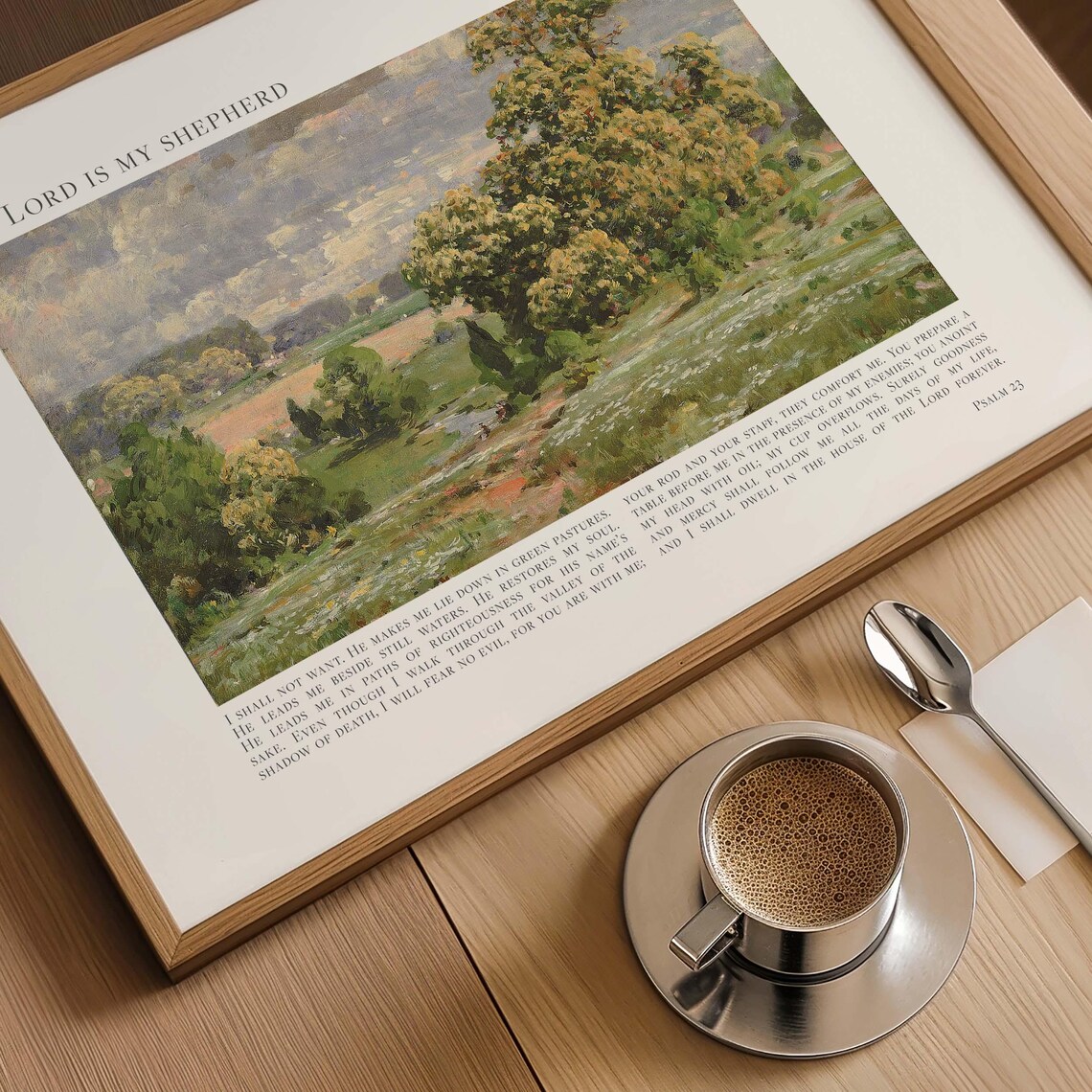 Psalm 23 The Lord Is My Shepherd Green Pasture Impressionist Landscape Poster - Image 4