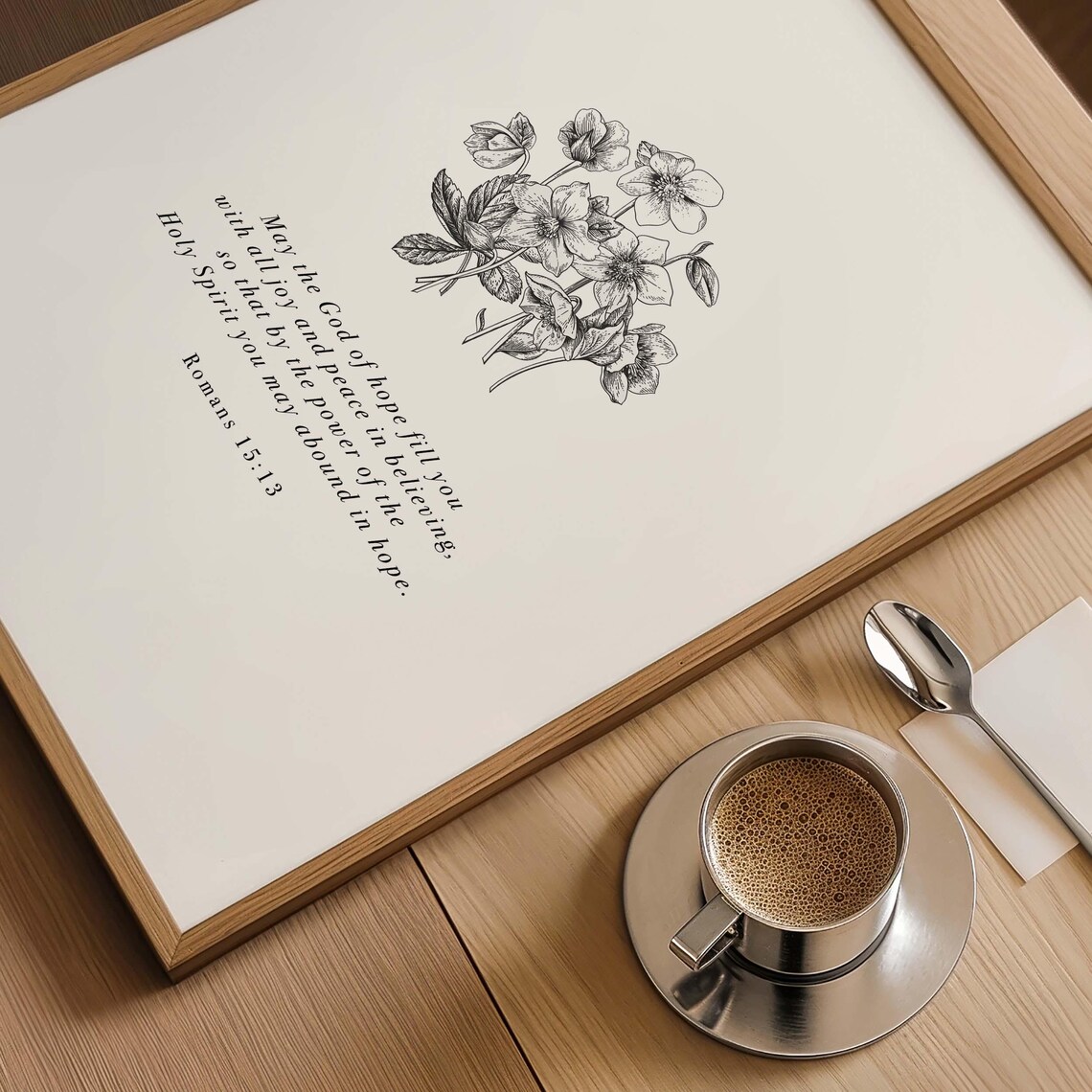 Romans 15:13 God Of Hope Botanical Line Art Bible Verse Poster - Image 5