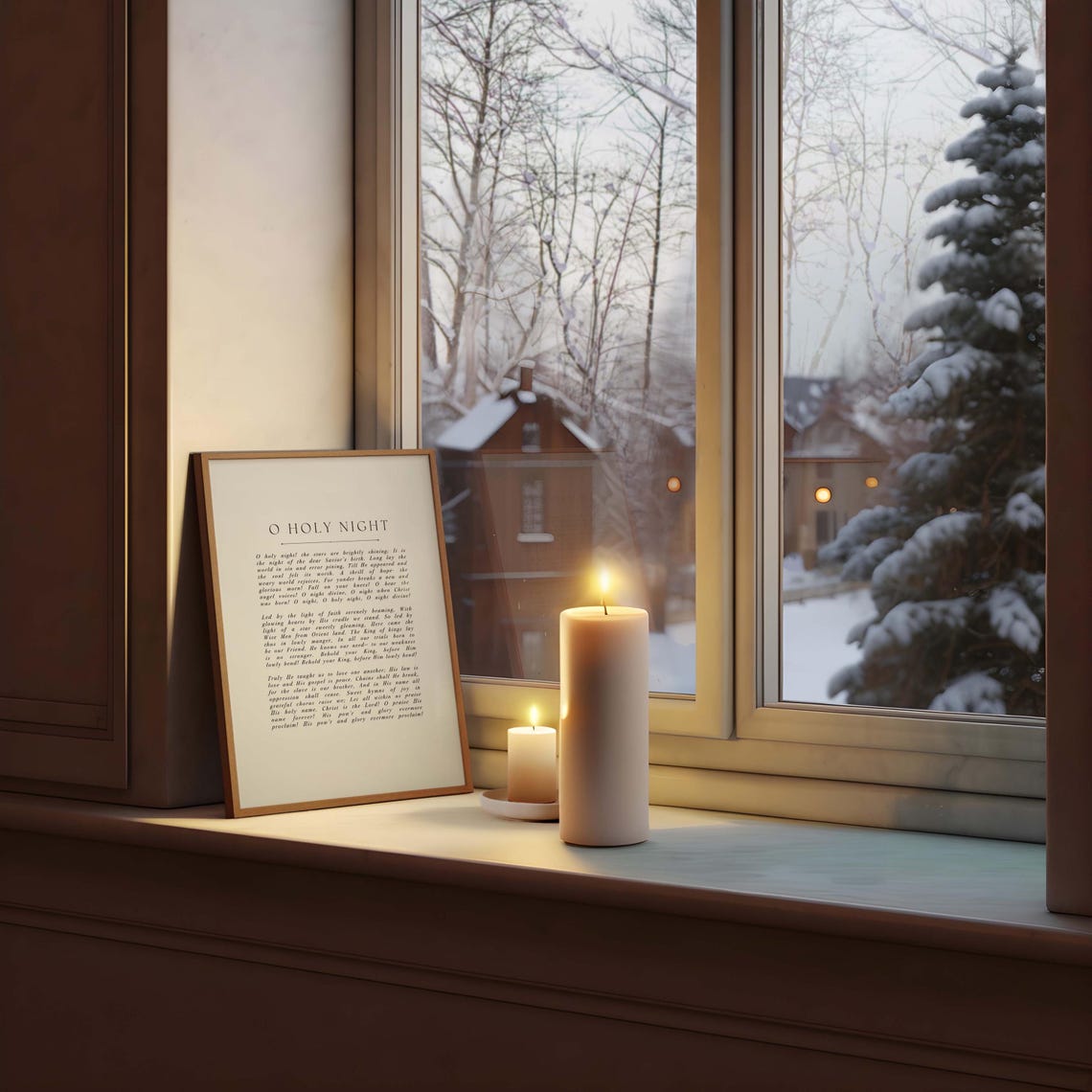 O Holy Night Minimalist Hymn Lyrics Typography Holiday Poster - Image 2
