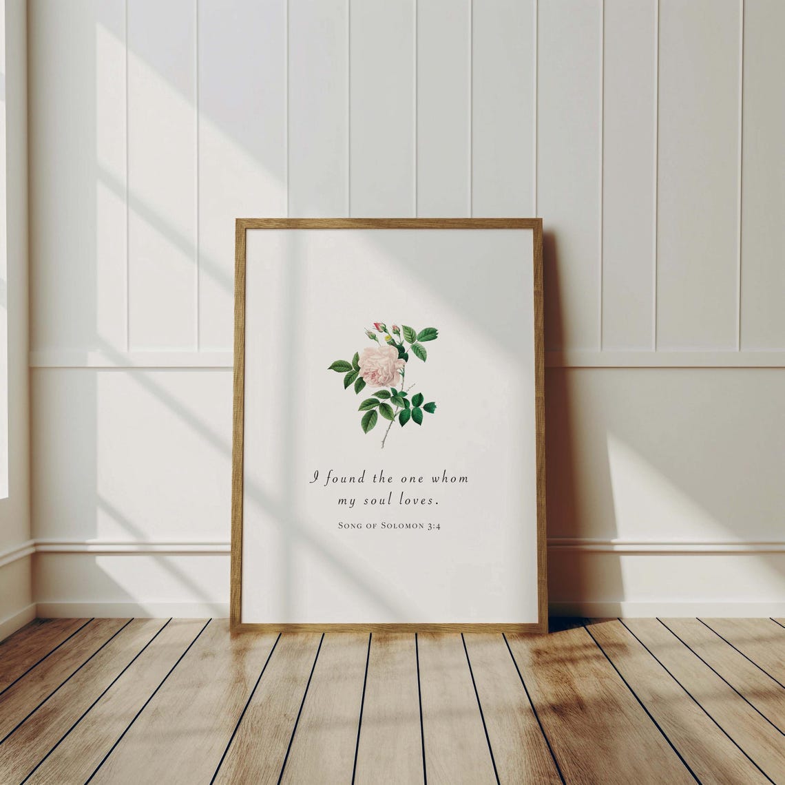 Song of Solomon 3:4 Blush Rose Botanical Love Scripture Verse Poster - Image 2