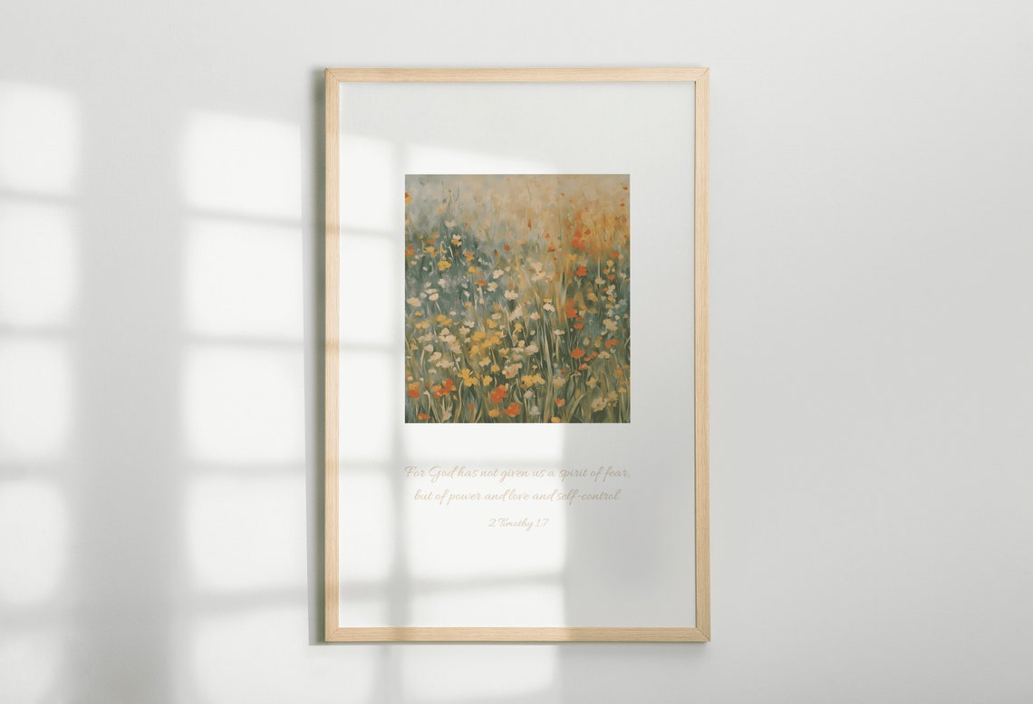 2 Timothy 17 Christian Poster, Flower Meadow - Image 2