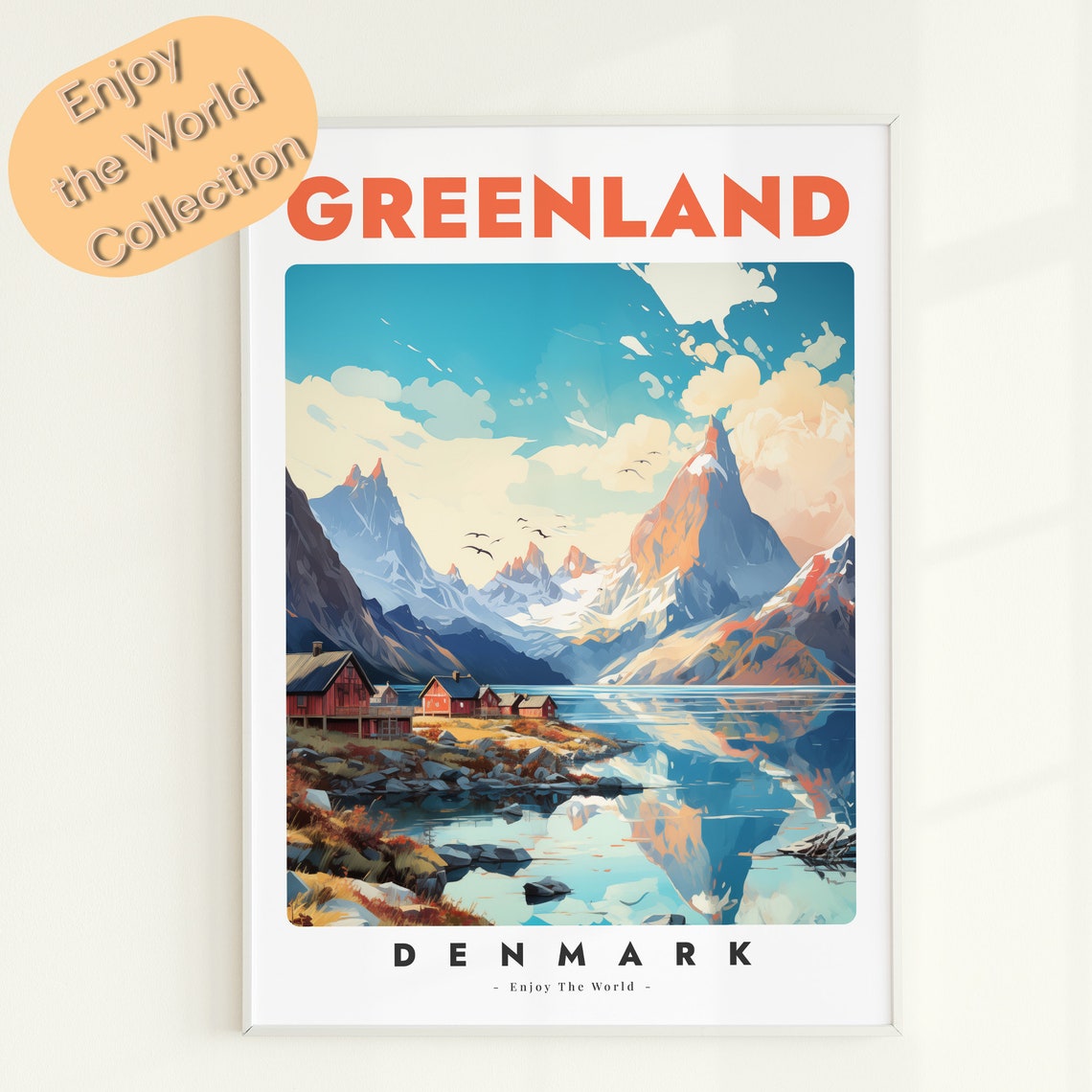 Greenland Denmark Map Art Print Scandinavian Home Decor