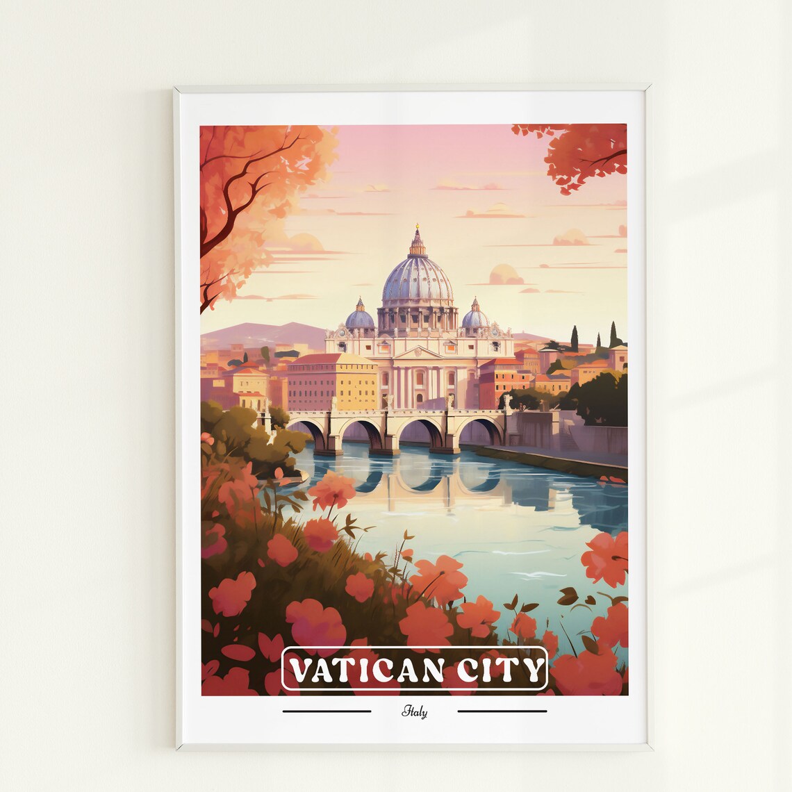 Vatican City Travel Poster, Italy Cityscape