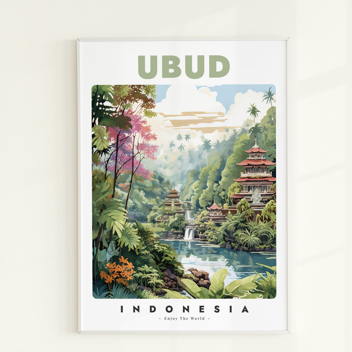 Ubud Temple, Indonesia Travel Poster
