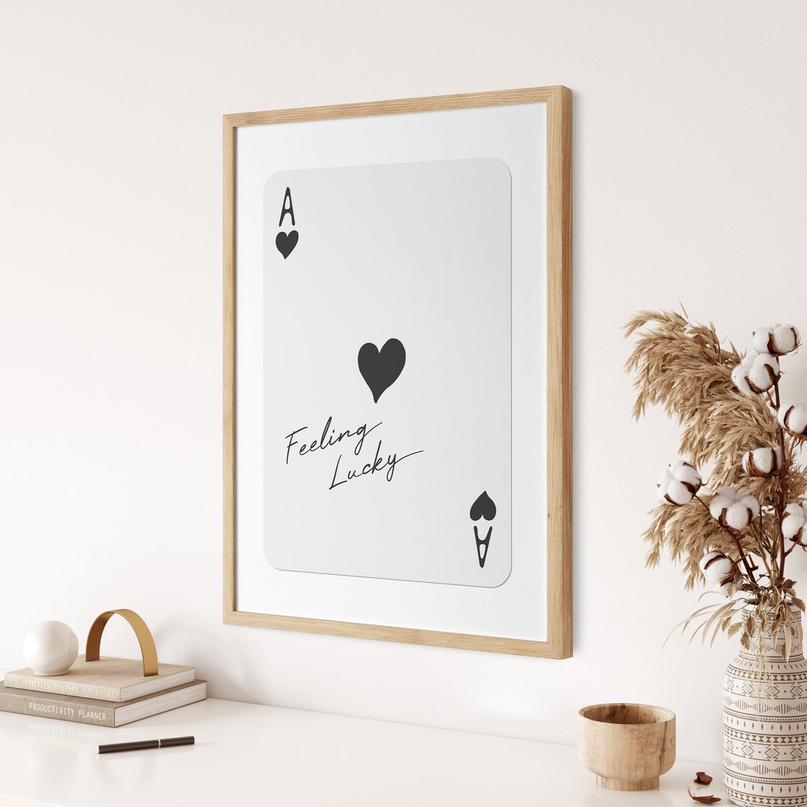 Feeling Lucky Ace Of Hearts Black Playing Card Trendy Poster - Image 2