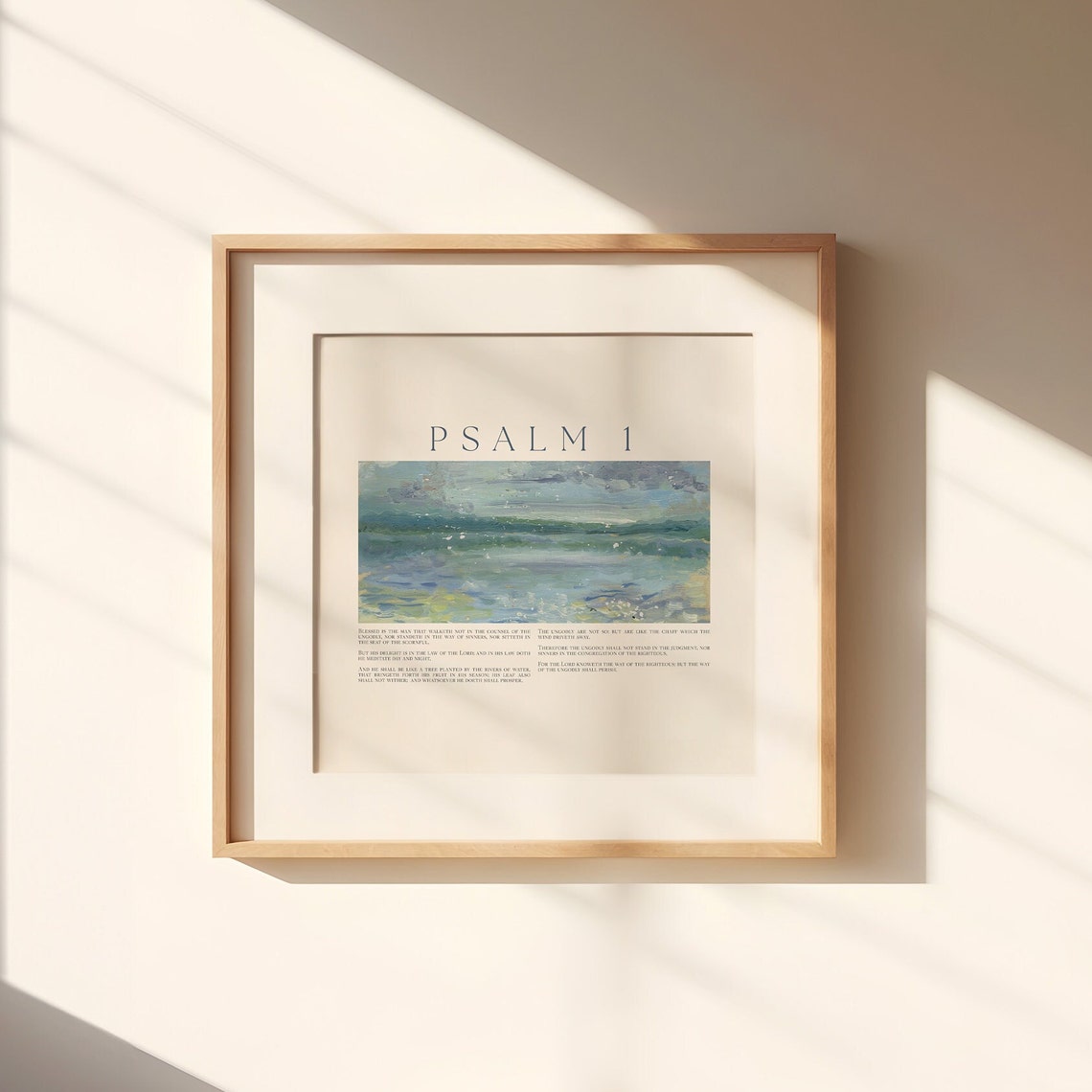 Psalm 1 Ocean Waves Seascape Painting Coastal Bible Verse Poster - Image 4
