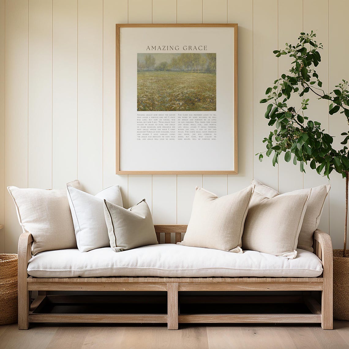 Amazing Grace Hymn Lyrics Wildflower Meadow Vintage Art Poster - Image 5