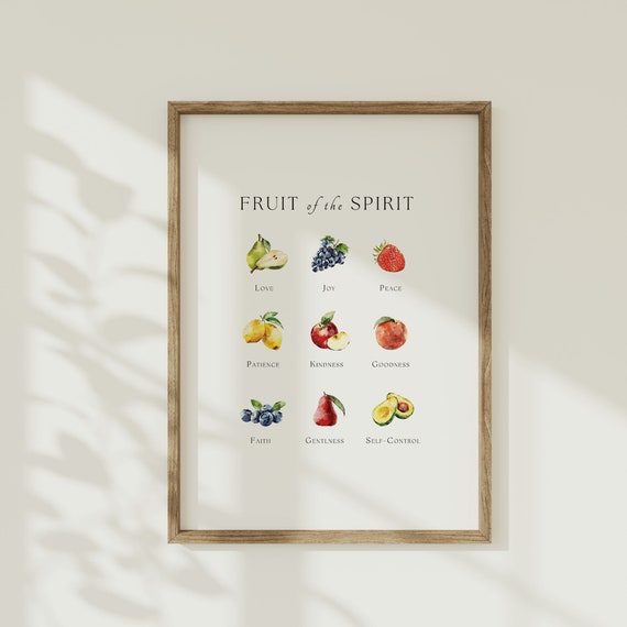 Fruit Of The Spirit Wall Art Galatians 5 Bible Verse Poster Christian Farmhouse Kitchen Decor Fruit Chart Love Joy Peace