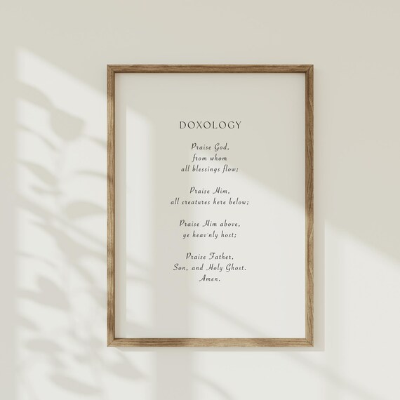 Doxology Minimalist Hymn Lyrics Typography Christian Farmhouse Poster