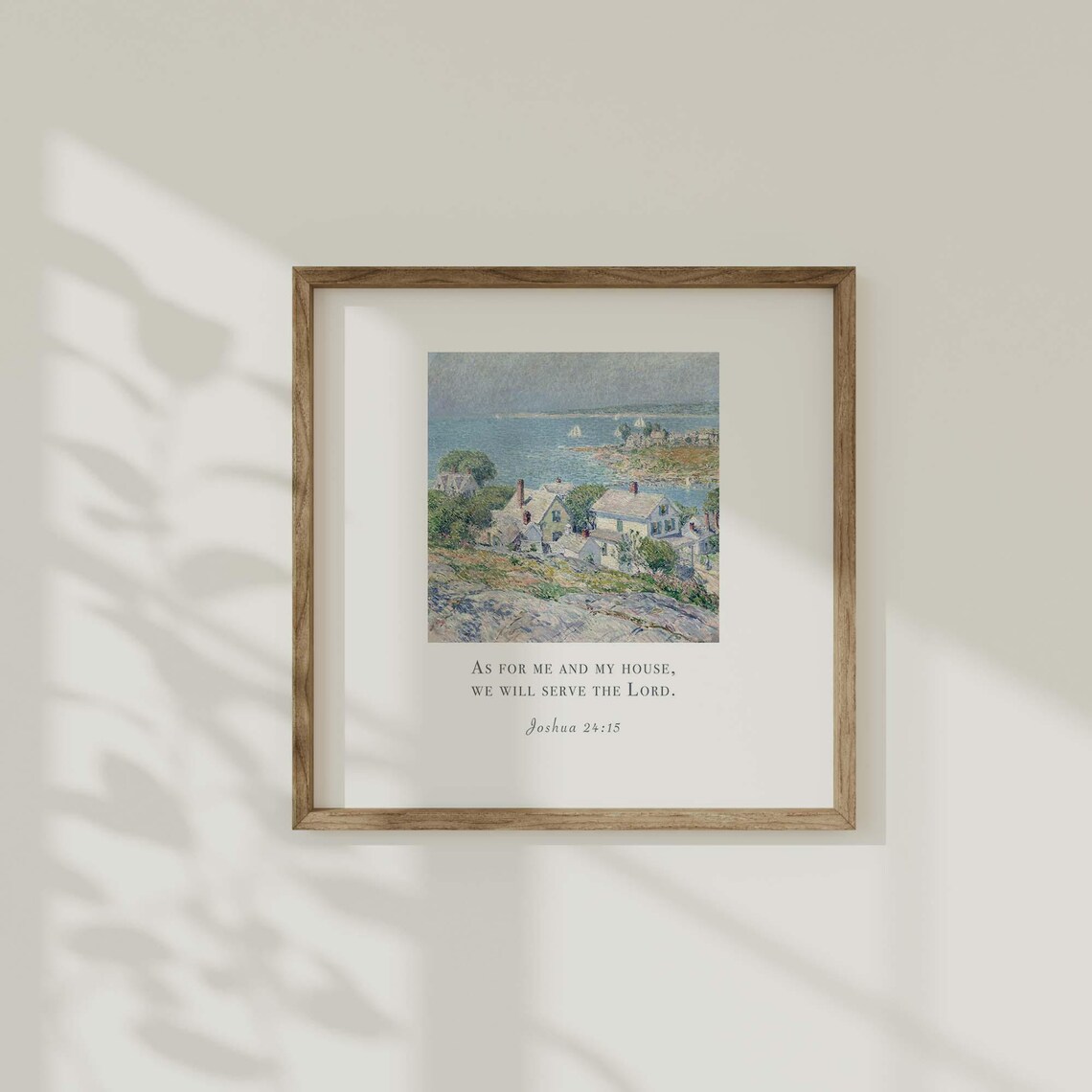 Joshua 24:15 As For Me and My House Coastal Village Impressionist Poster - Image 2