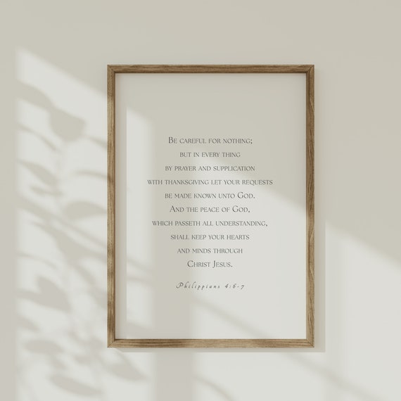 Philippians 46 7 Minimalist Wall Art Typography Bible Print Calming Bible Verse Print Peaceful Christian Home Decor Instant