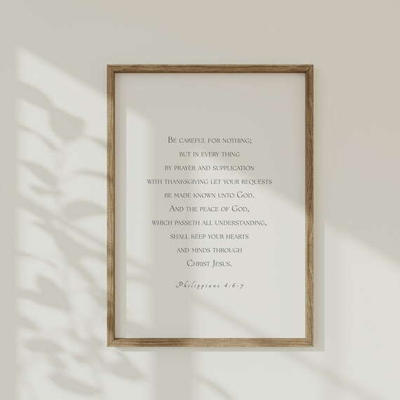 Philippians 4:6-7 Peace Of God Minimalist Scripture Typography Poster