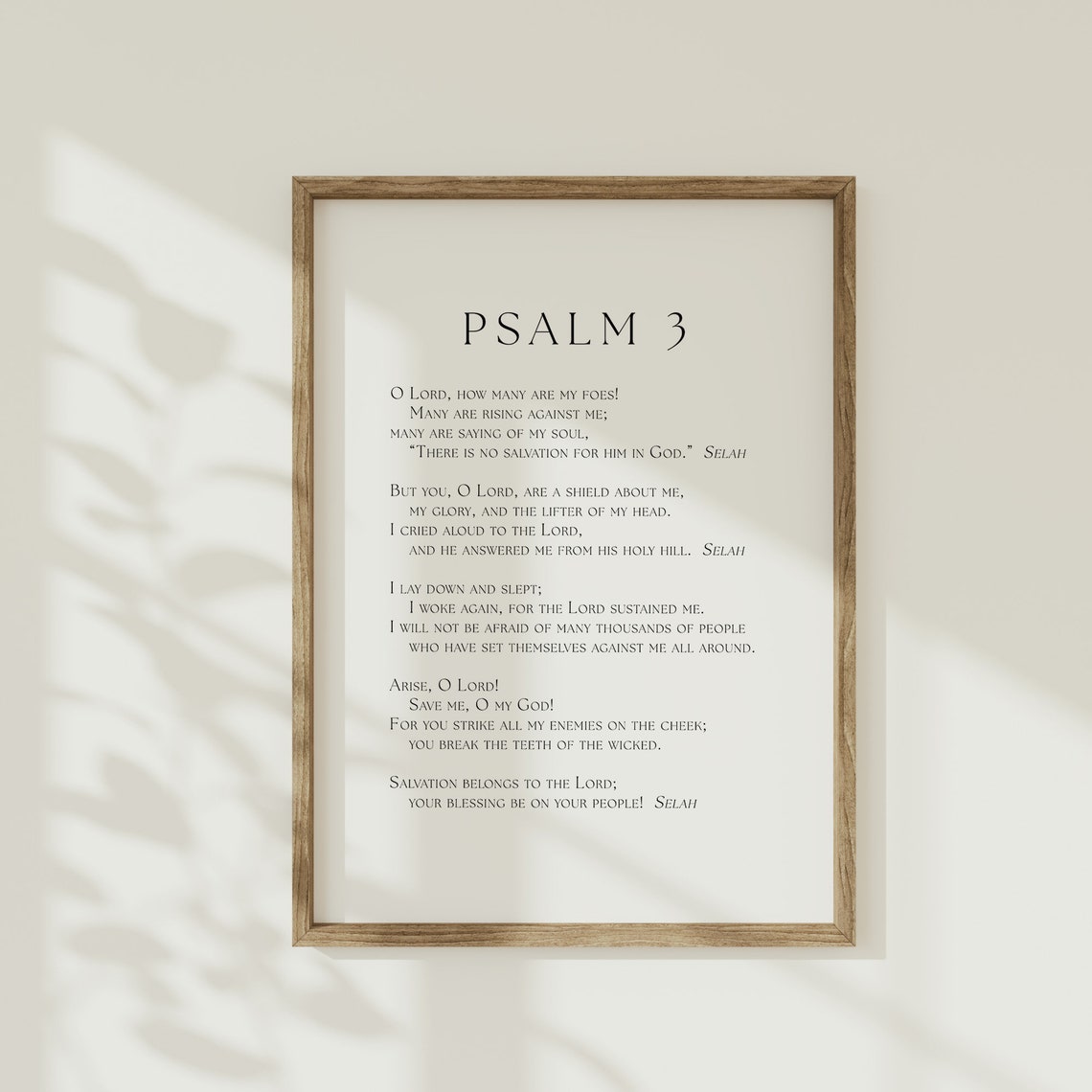 Psalm 3 Full Text Minimalist Bible Verse Typography Scripture Poster