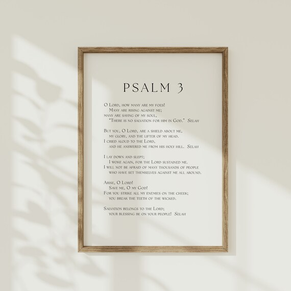 Psalm 3 Full Text Minimalist Bible Verse Typography Scripture Poster