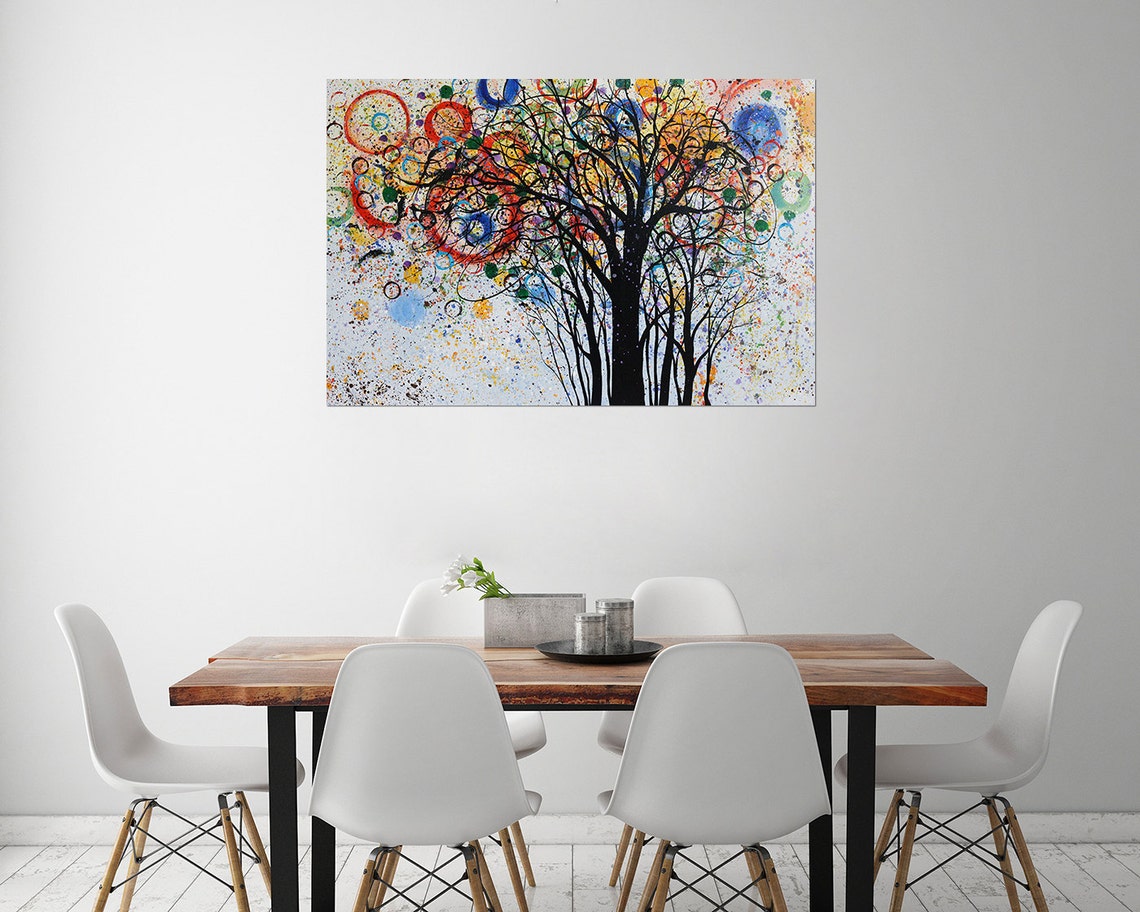 Colorful Abstract Tree Black Branches Splatter Modern Art Poster - Image 4