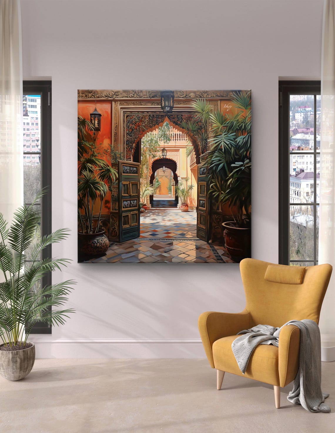 Grand Indian Haveli Courtyard Open Carved Doors Palace Art Poster - Image 5