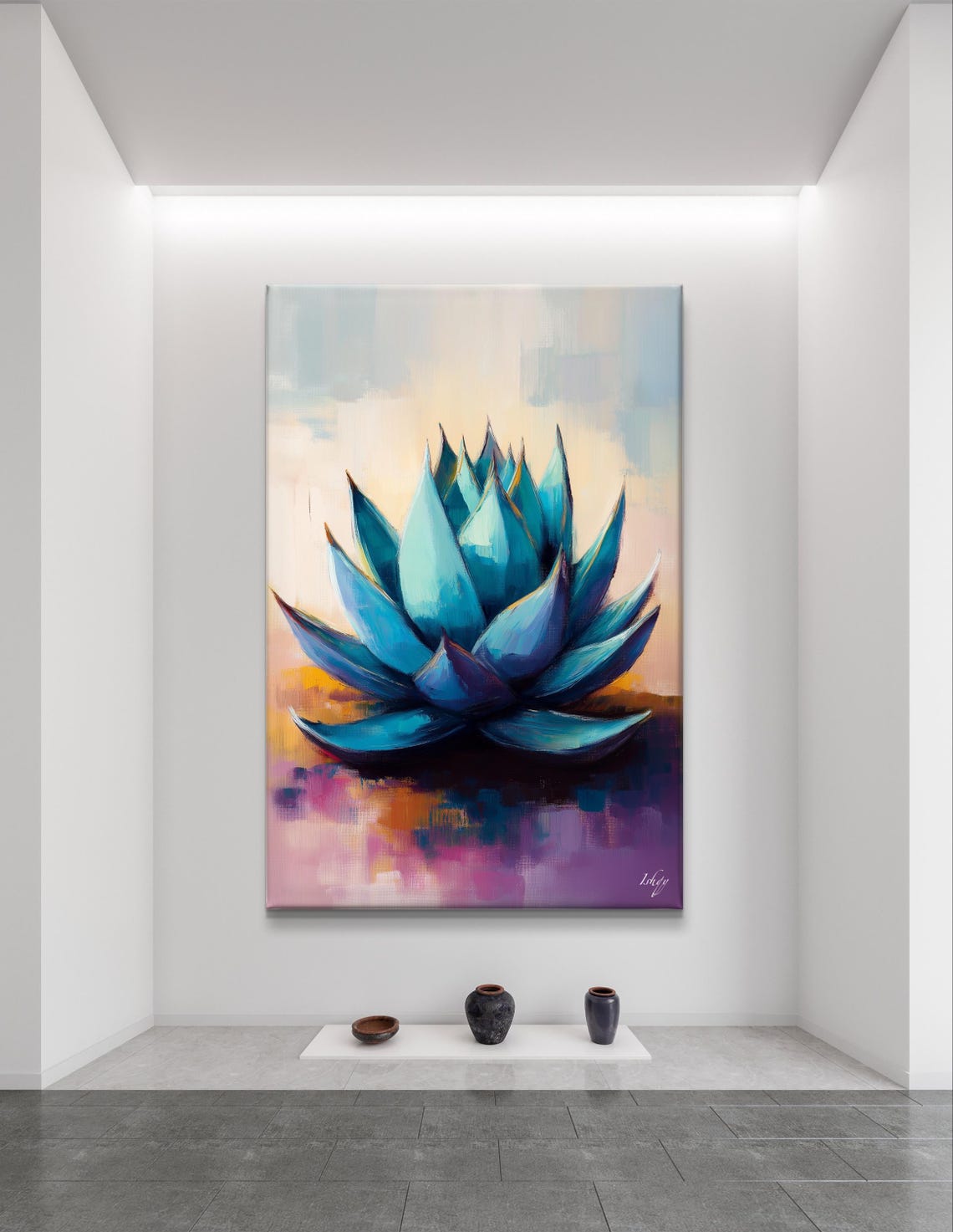 Blue Agave Plant Soft Pastel Botanical Desert Painting Poster - Image 6