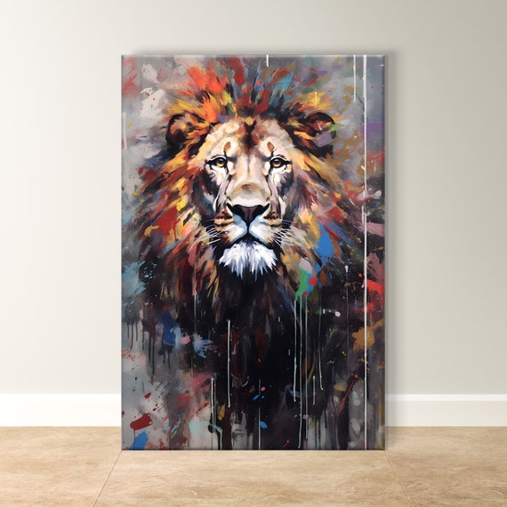 Lion Painting Print Majestic Wall Art Abstract Animal Bold Safari Decor Living Room Gift Idea Vibrant Wildlife Artwork