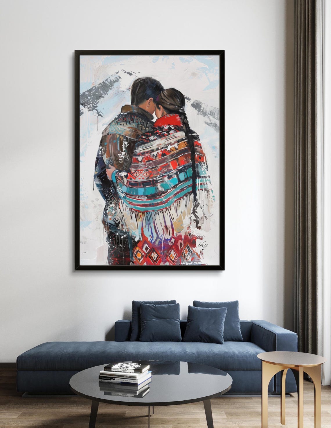 Sami Couple Snowy Embrace Nordic Winter Love Heritage Poster - Image 2