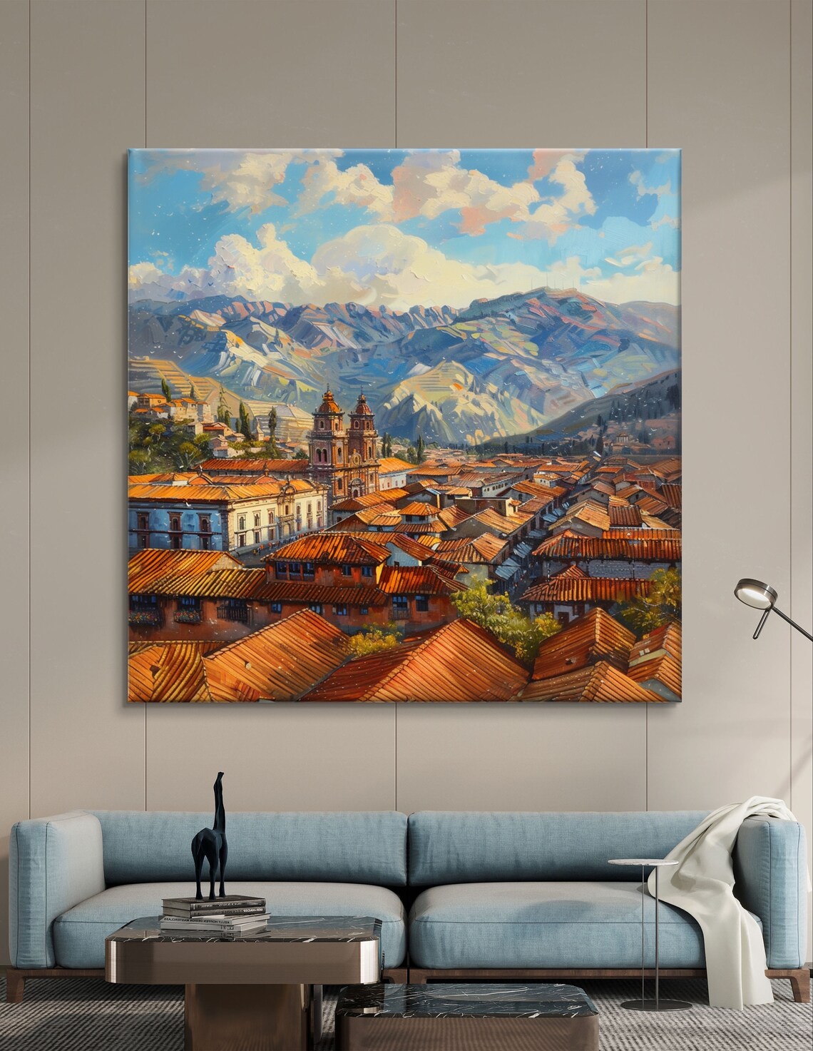 Cusco Peru Red Rooftops and Twin Tower Church Andes View Poster - Image 4