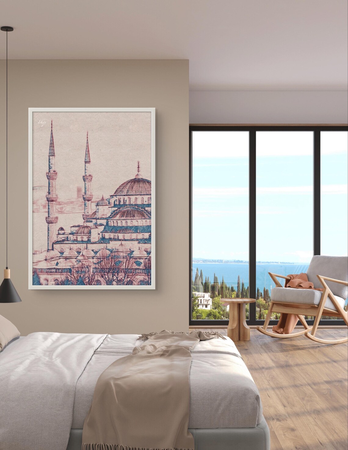 Blue Mosque in Istanbul Architectural Pencil Sketch Landmark Poster - Image 3