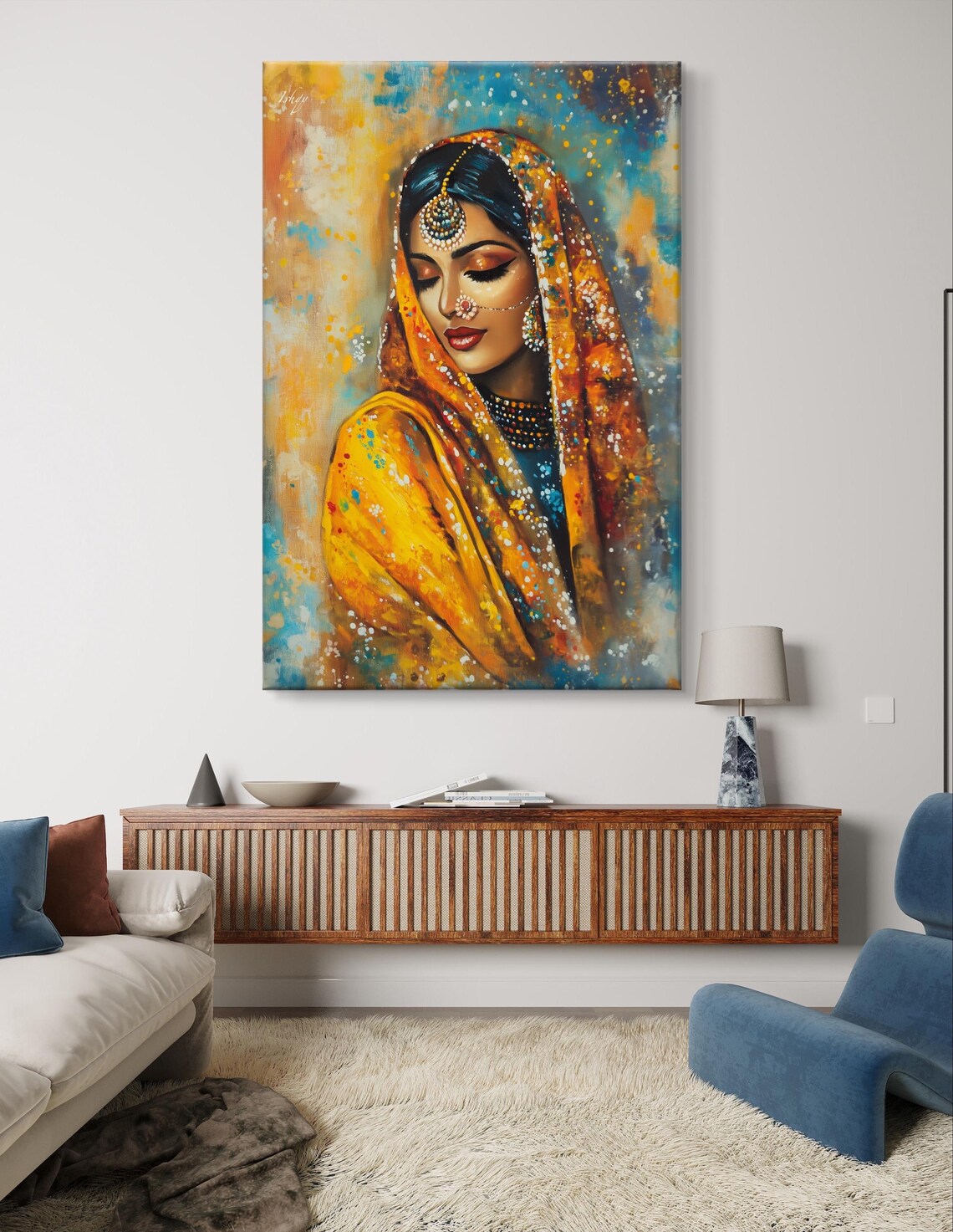 Punjabi Woman In Phulkari, Cultural Art Print - Image 5
