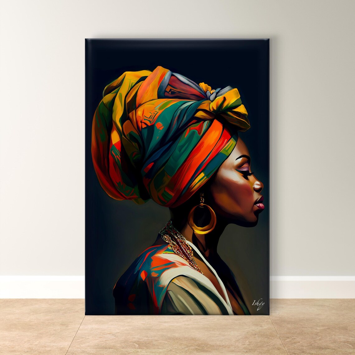 African Woman Turban Art Print, Cultural Decor
