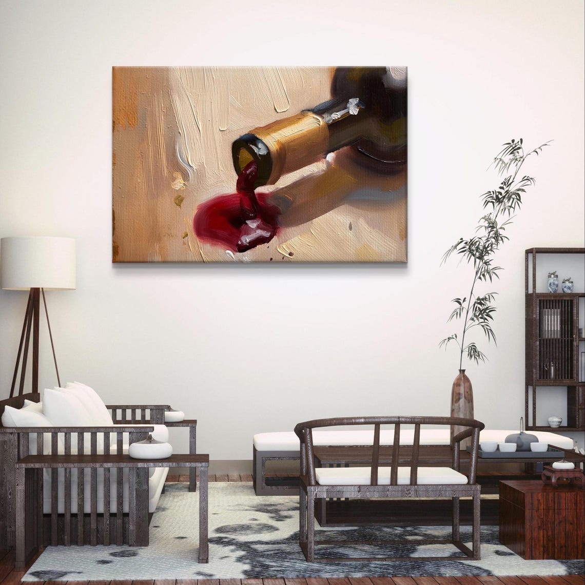 Spilled Red Wine Bottle Rustic Elegance Kitchen Painting Art Poster - Image 5