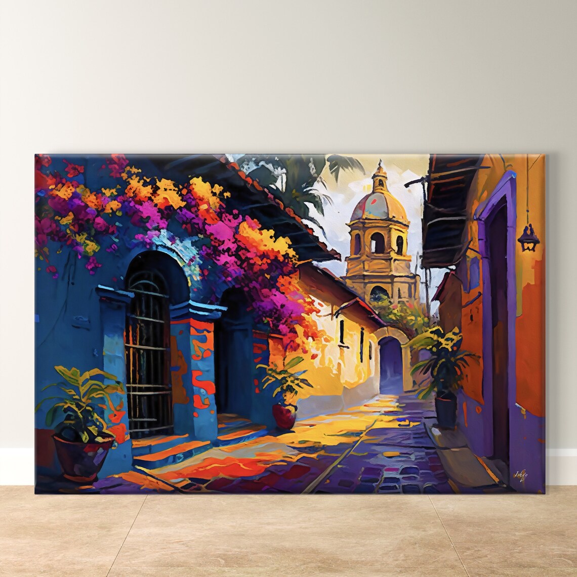 Oaxaca Streetscape, Colorful Mexico Art Print