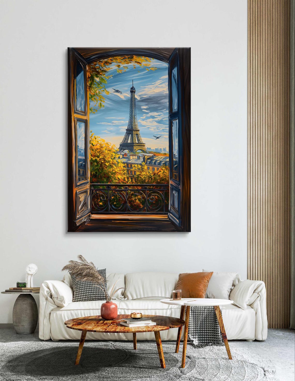 Paris Balcony Window View of the Eiffel Tower in Autumn Poster - Image 2