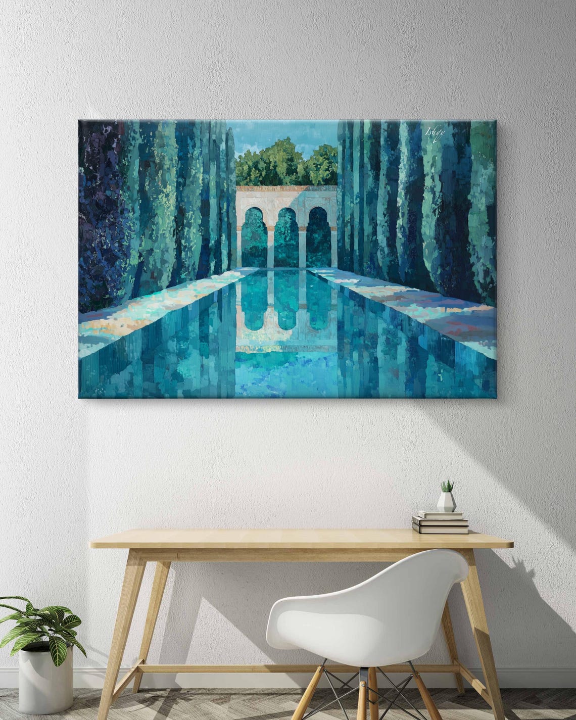 Menara Gardens Marrakech Reflective Pool Cypress Painting Poster - Image 7