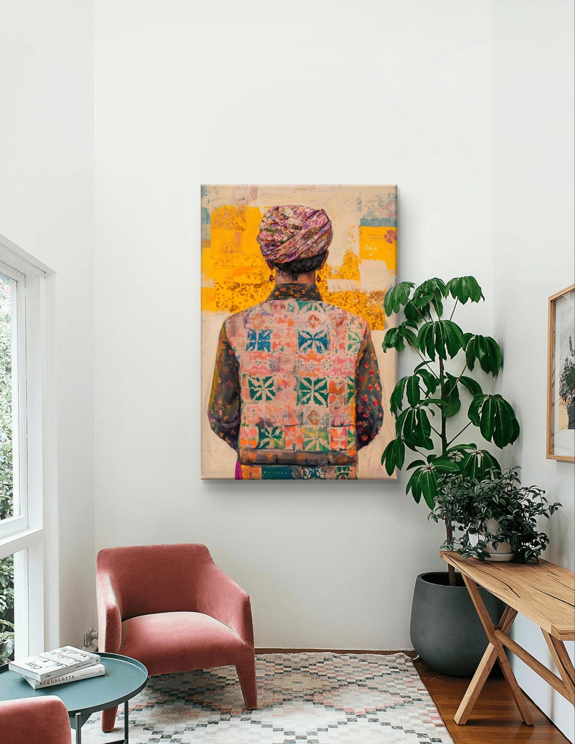 Rajasthani Man with Turban and Embroidered Vest Back View Poster - Image 7