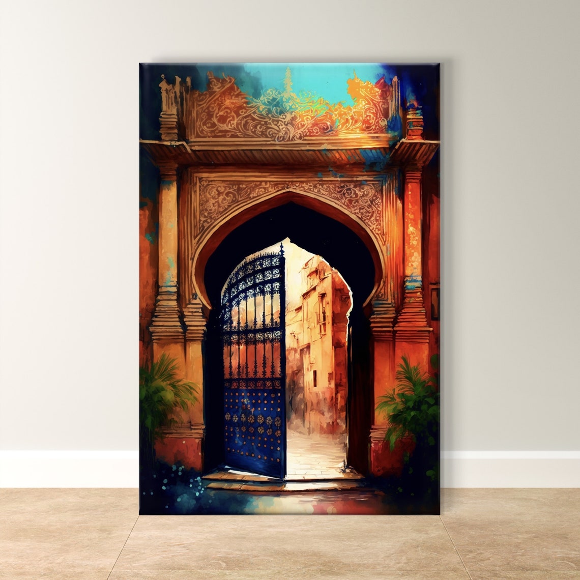 Ornate Indian Archway With Open Iron Gate Heritage Decor Poster