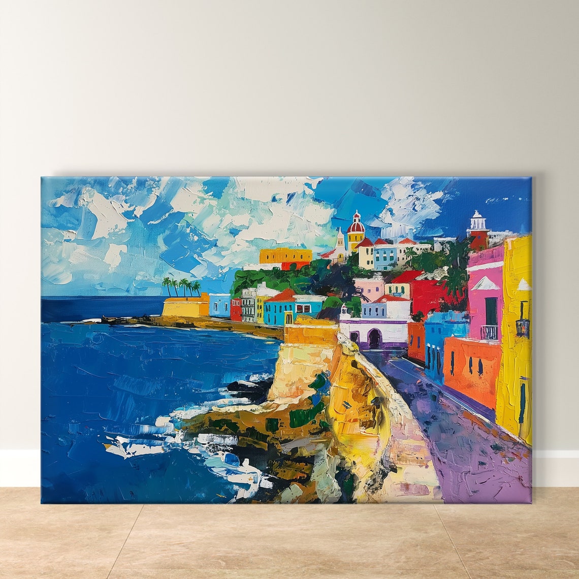 Old San Juan Puerto Rico Colorful Coastline Caribbean View Art Poster