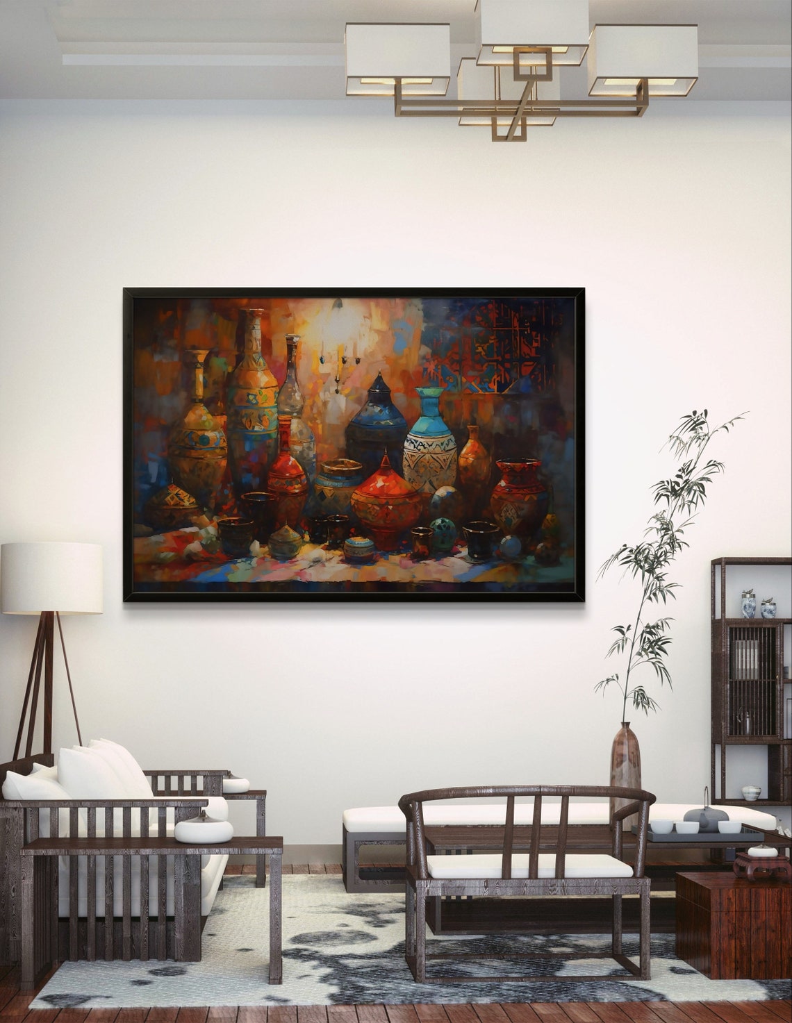 Moroccan Pottery and Vases Warm Still Life Art Home Decor Poster - Image 3