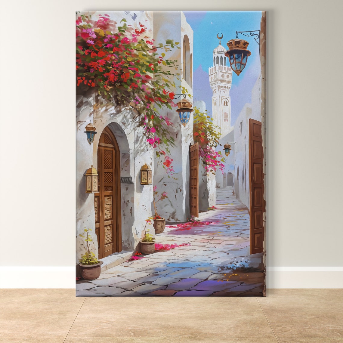 Muscat Painting Art Framed Cityscape Decor Vibrant Oman Wall Art Cultural Scenic Print Living Room Art Traditional Muscat
