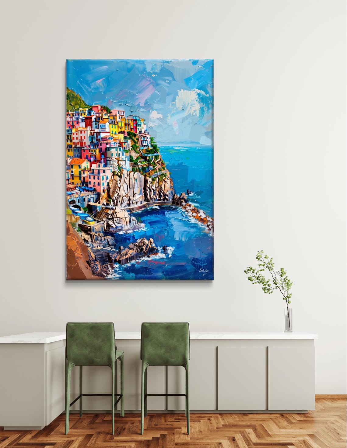 Cinque Terre Colorful Cliffside Village Over Blue Sea Art Poster - Image 5