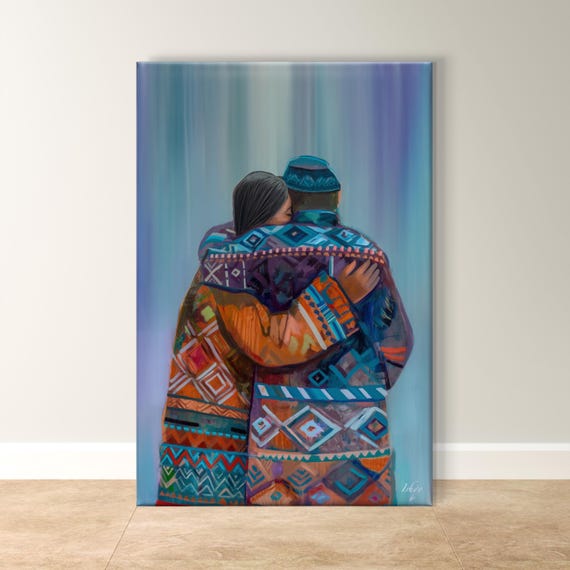 Sami Lovers Art Northern Lights Framed Nordic Romantic Decor Scandinavian Cultural Poster Arctic Home Gift Living Room Art