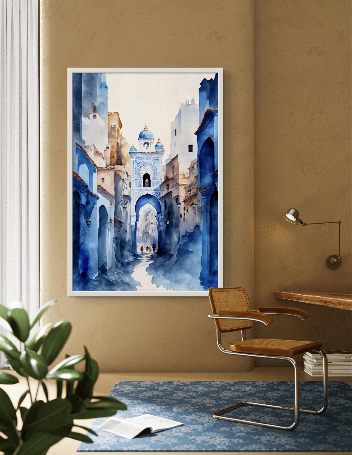 Chefchaouen Moroccan Blue City Travel Poster Art - Image 4
